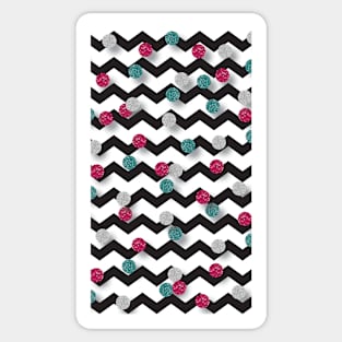 Black and White Zig Zag with Glitter style Dots Sticker